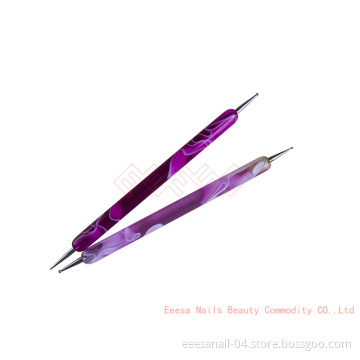 Purple Plastic Flower Handle Nail Dotting